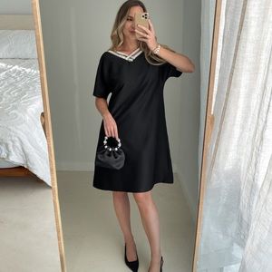 New Little Black Dress w Glitter Straps, S